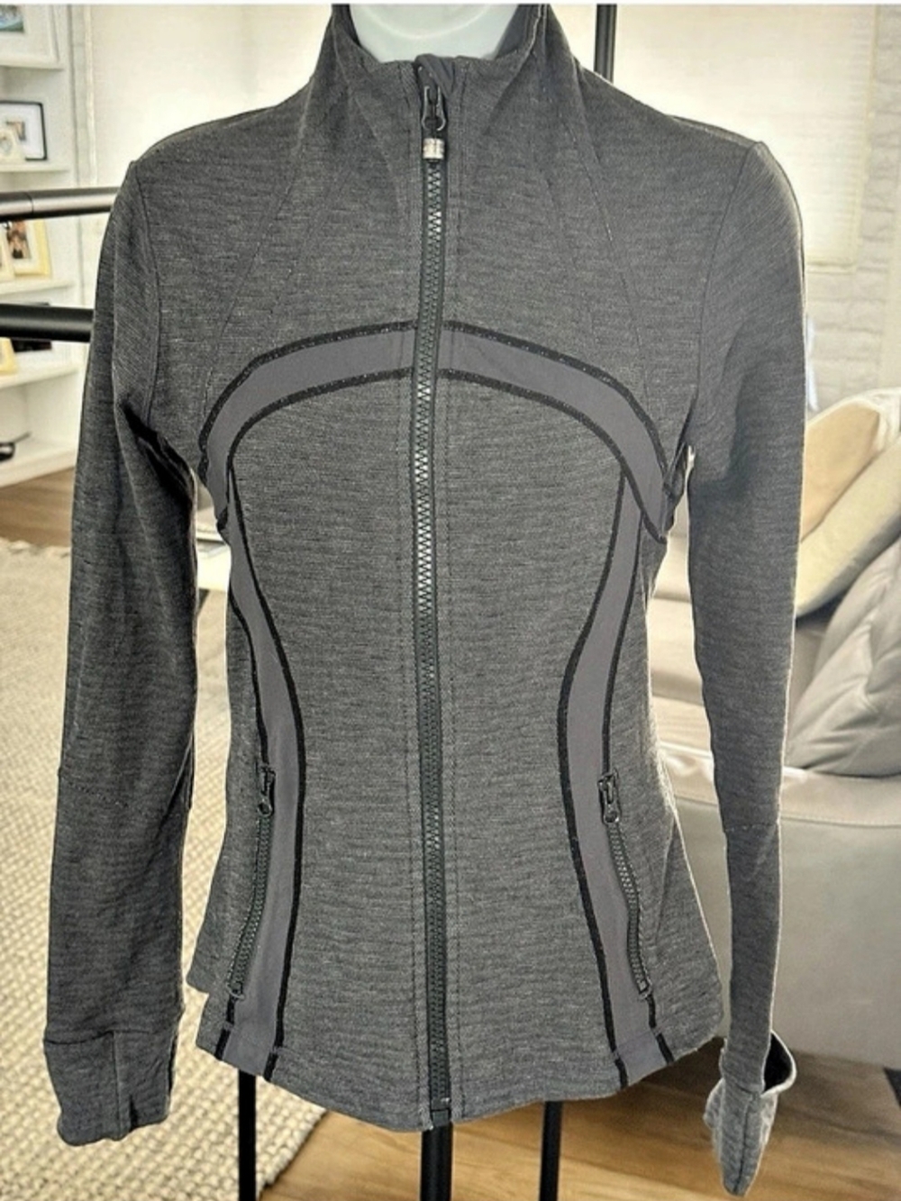 Lululemon Heathered Herringbone Define Jacket Gray Black Full Zip Womens Size 6